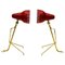 Swedish Red Metal and Brass Desk Lamps by Falkenberg 1950s, Set of 2, Image 1