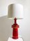 Lámpara de escritorio Mid-Century moderna de cerámica roja, Imagen 2