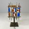 Italian Brutalist Geometric Brass and Colored Glass Table Lamp, 1950s 4