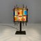 Italian Brutalist Geometric Brass and Colored Glass Table Lamp, 1950s 3