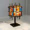 Italian Brutalist Geometric Brass and Colored Glass Table Lamp, 1950s, Image 2