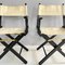 Italian Modern Folding Chairs in Black Wood and White Fabric, 1990, Set of 8 7