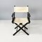 Italian Modern Folding Chairs in Black Wood and White Fabric, 1990, Set of 8 4