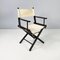 Italian Modern Folding Chairs in Black Wood and White Fabric, 1990, Set of 8 2