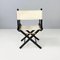 Italian Modern Folding Chairs in Black Wood and White Fabric, 1990, Set of 8 6