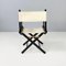 Italian Modern Folding Chairs in Black Wood and White Fabric, 1990, Set of 8, Image 6