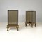Italian Modern Golden Wood and Grey Glass Coffee Tables, 1970s, Set of 2 2