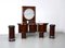 Bar and Serving Cabinet and Stools in Rosewood and Glass, Italy, 1960s, Set of 6 11