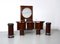 Bar and Serving Cabinet and Stools in Rosewood and Glass, Italy, 1960s, Set of 6, Image 11