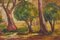 Artista posimpresionista, Árboles y construcción, Óleo sobre tabla, Imagen 4