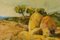 Artista post impressionista, Paesaggio con covoni di fieno, Dipinto ad olio, Immagine 3