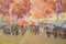 Escena del mercado de otoño, años 90, óleo sobre lienzo, Imagen 3