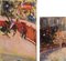 Spanish Artist, Sketches of a Bullfight, Oil Paintings, Set of 2 1