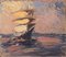 Postimpressionistischer Künstler, Studie eines Segelschiffs, Öl auf Holz 1
