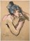 Artista espressionista tedesco, Schizzo dal vero di una signora, Tecnica mista su carta, Immagine 2