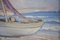 Barcos de pesca en la playa, óleo sobre lienzo, años 20, enmarcado, Imagen 5