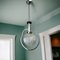 Large Mid-Century Modern Chrome and Textured Glass Globe Hanging Lamp, 1960s 3