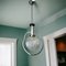 Large Mid-Century Modern Chrome and Textured Glass Globe Hanging Lamp, 1960s, Image 3