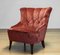 20th Century Napoleon III Slipper Chair in Brique Ton Sur Ton Jacquard Velvet, 1920s 7