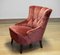 20th Century Napoleon III Slipper Chair in Brique Ton Sur Ton Jacquard Velvet, 1920s, Image 5