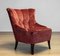 20th Century Napoleon III Slipper Chair in Brique Ton Sur Ton Jacquard Velvet, 1920s, Image 1