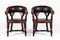 Late 19th Century English Mahogany and Rexine Armchairs, Set of 2 1