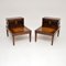 Mahogany Leather Top Side Tables, 1930s, Set of 2, Image 1