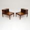 Mahogany Leather Top Side Tables, 1930s, Set of 2, Image 3