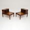 Tables d'Appoint avec Plateau en Cuir d'Acajou, 1930s, Set de 2 3