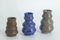 Small Mid-Century Scandinavian Modern Collectible Brown & Blue Wavy Glazed Stoneware Vases by Gunnar Borg for Höganäs Ceramics, 1960s, Set of 3 1