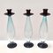 Vintage Italian Candleholders in Aquamarine and Brown Murano Glass, 1980s, Set of 3 1