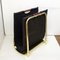 Magazine Rack in Gilt Metal, Textile and Wood, 1980s 1