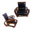 French Art Deco Armchairs in Wood and Skai, Set of 2 1