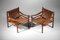 Safari Armchairs in Patinated Leather and Wood attributed to Arne Norell, 1960s, Set of 2 7