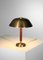 Lámpara de mesa sueca de latón y cuero, años 60, Imagen 8