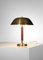 Lámpara de mesa sueca de latón y cuero, años 60, Imagen 3