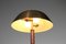 Lámpara de mesa sueca de latón y cuero, años 60, Imagen 5
