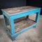 Blauer Packtisch aus Holz 1