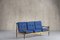 Sofa in Teak and Blue Cushion, 1970s 1