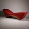 Red Chaise Longue in Wood and Fabric, 1970s 1
