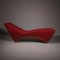 Red Chaise Longue in Wood and Fabric, 1970s 3