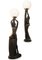 Art Deco Ebonized Plaster Nude Feminine Form Table Lamps, 1930s, Set of 2 3