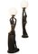 Nude Feminine Form Tischlampen aus ebonisiertem Art Deco Gips, 1930er, 2er Set 3