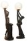 Nude Feminine Form Tischlampen aus ebonisiertem Art Deco Gips, 1930er, 2er Set 5