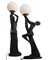 Art Deco Ebonized Plaster Nude Feminine Form Table Lamps, 1930s, Set of 2 1