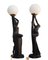 Nude Feminine Form Tischlampen aus ebonisiertem Art Deco Gips, 1930er, 2er Set 4