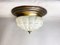 Large Portuguese Frosted Glass Dome Flush Mount, 1950s, Image 1