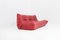 Red Leather Togo 3-Seater Sofa by Michel Ducaroy for Ligne Roset 1