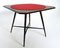 Tavolo da gioco vintage in faggio ebanizzato con stoffa rossa di Chiavari, anni '50, Immagine 3
