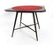 Tavolo da gioco vintage in faggio ebanizzato con stoffa rossa di Chiavari, anni '50, Immagine 5